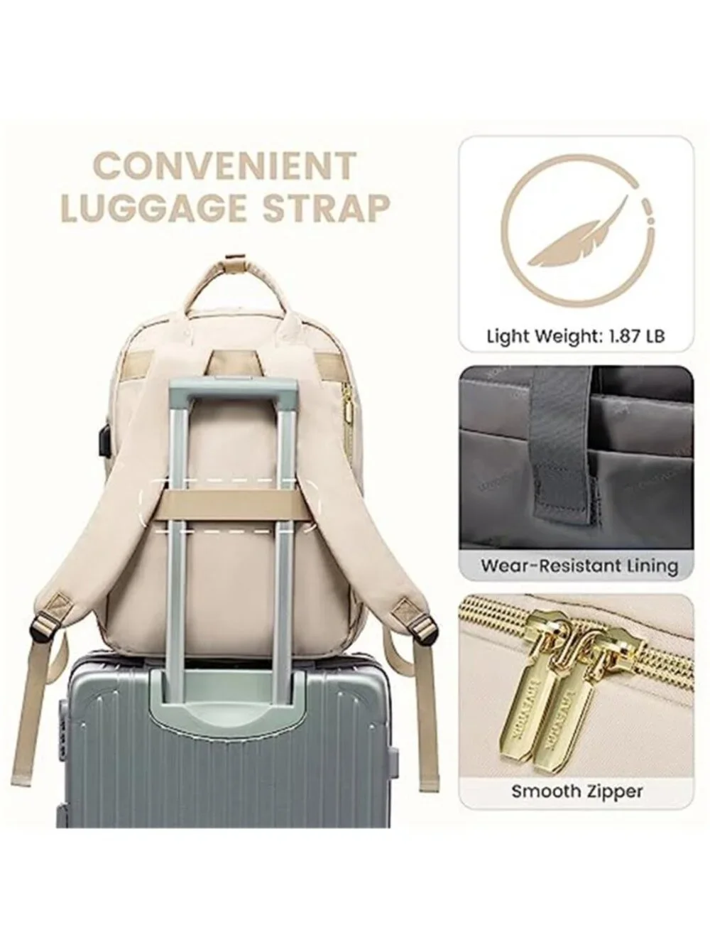 Laptop Backpack 15.6 Inch Travel Work Bag USB Charging Large Capacity 16 Pocket